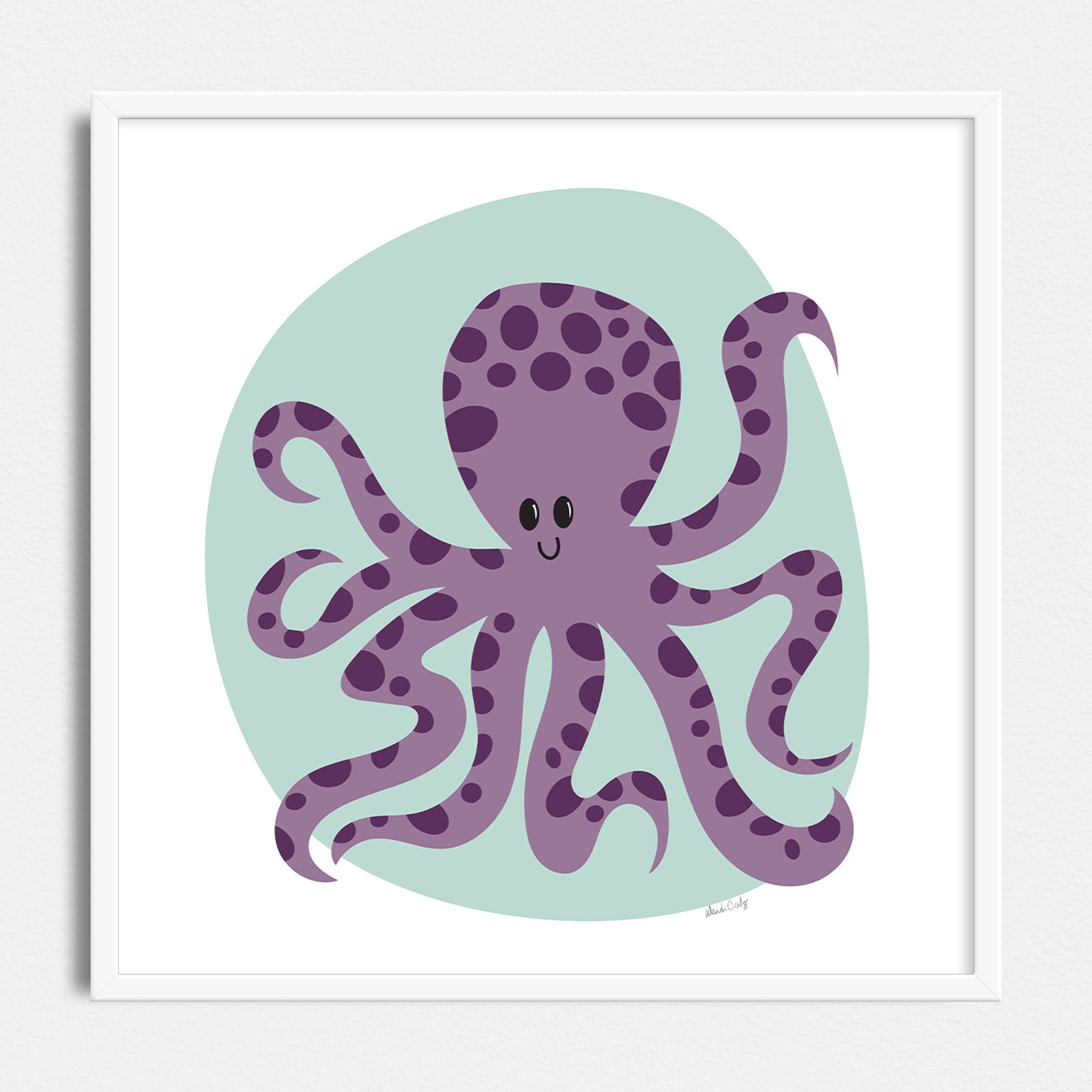 Octopus Art Print - nursery style - square