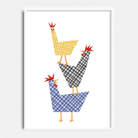 Pecking Order - chicken art print