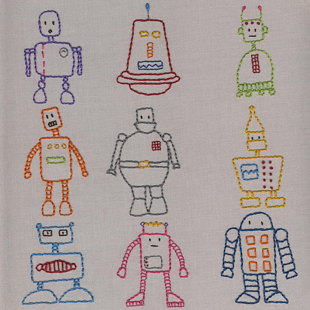 Robots embroidery pattern