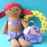 Bathing Beauty Pattern - swimsuit, towel, tote bag and swim ring for Dress Up Bunch dolls