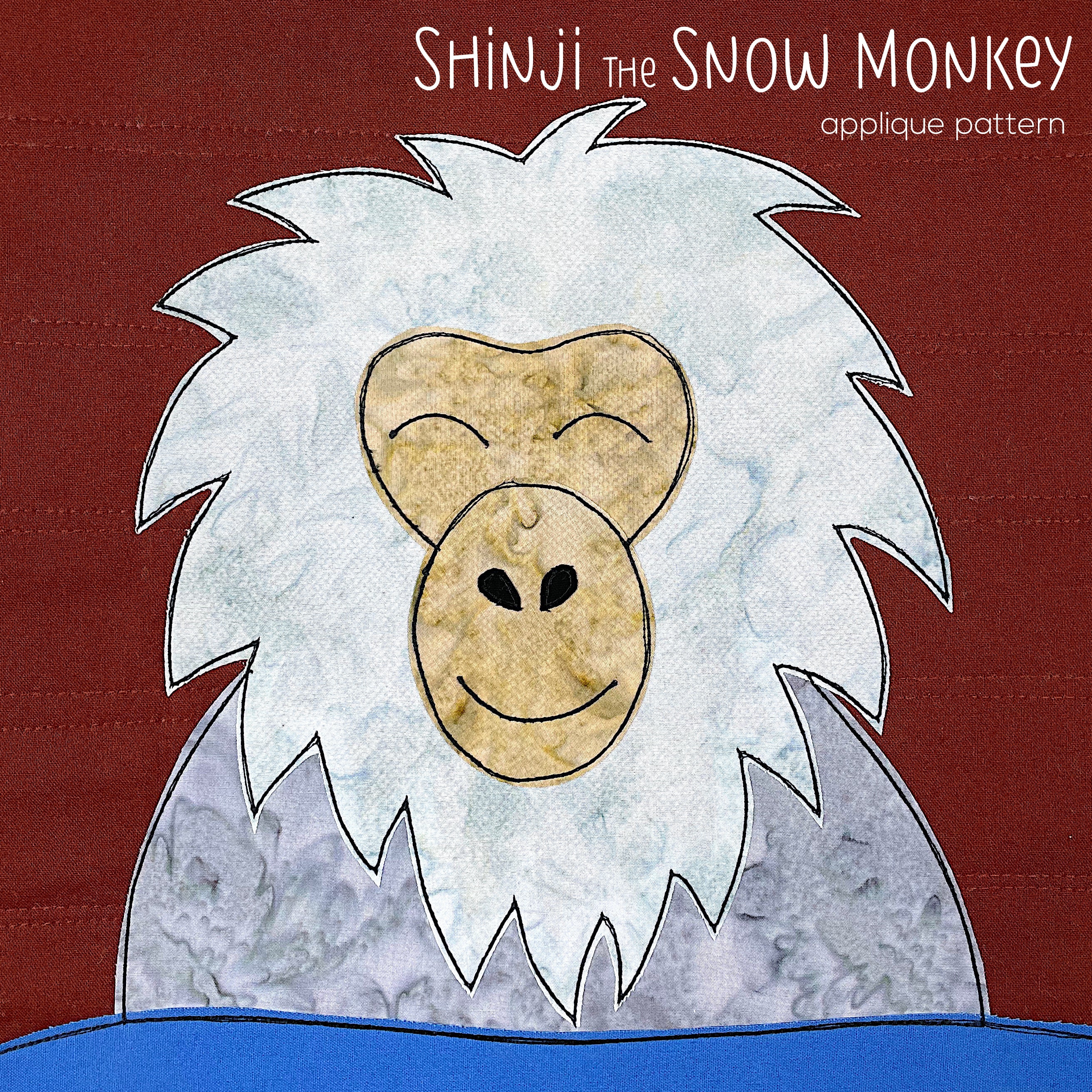 Shinji the Snow Monkey Applique Pattern