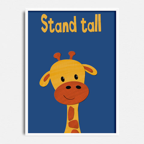 Stand Tall - Giraffe Poster - Paper Collage