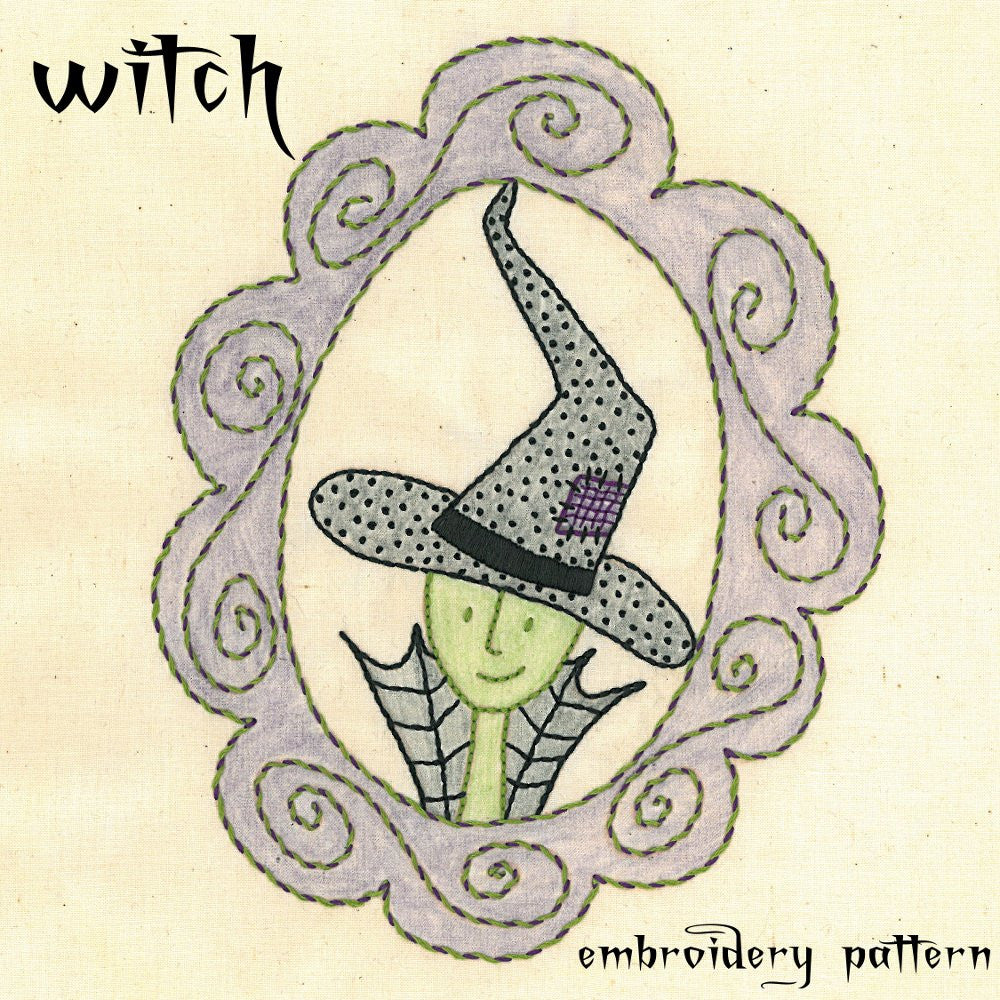 Elegant Witch Embroidery Pattern